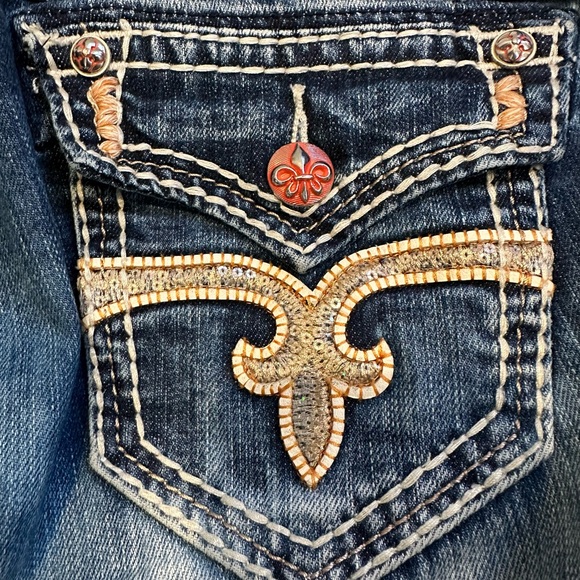 Rock Revival Angie Capri Washed Navy Blue Jeans Size 27 - Picture 6 of 11